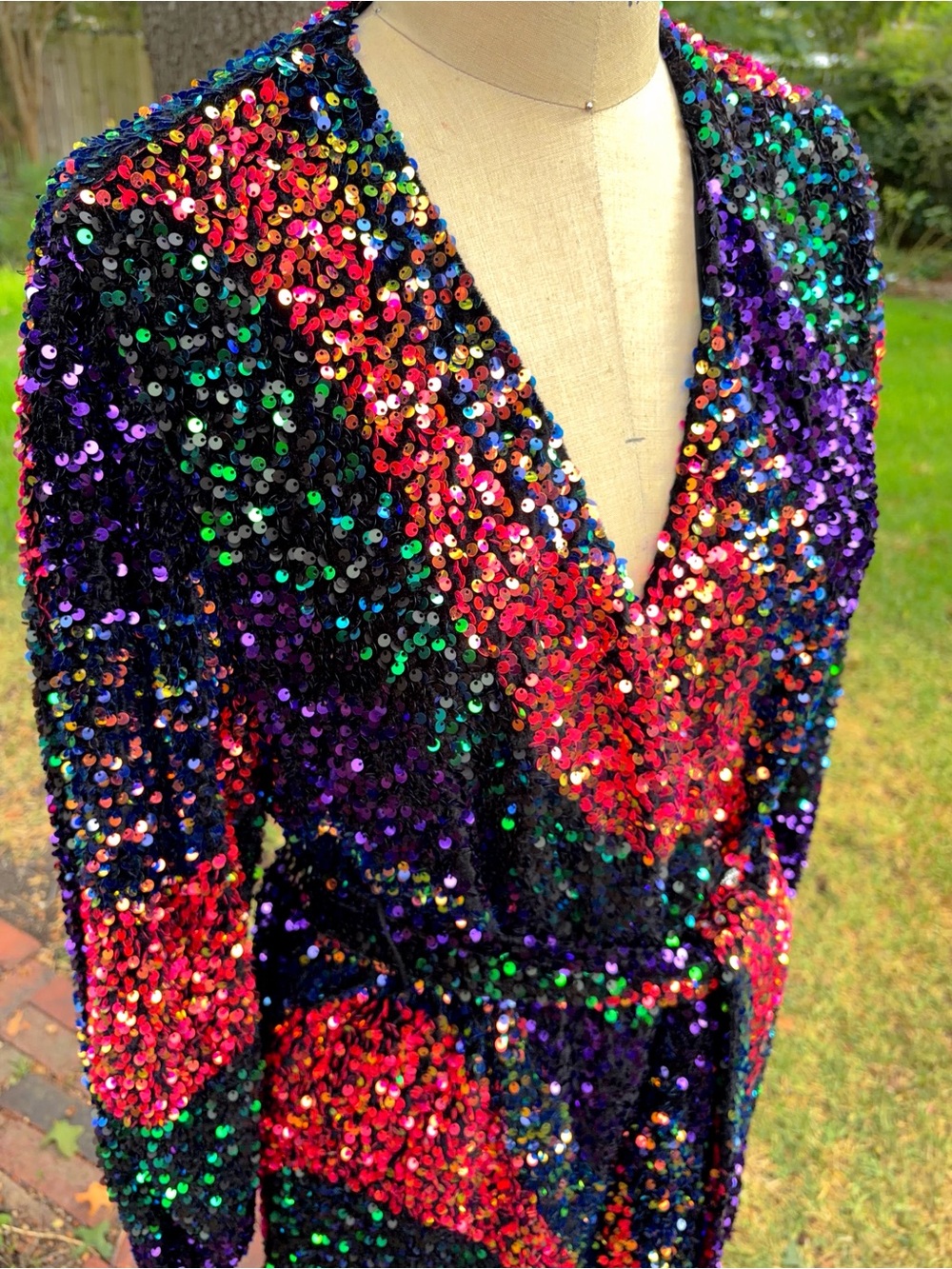 BuddyLove Adeline Multicolor Sequin Wrap Dress Party Prism Mardi Gras Cocktail